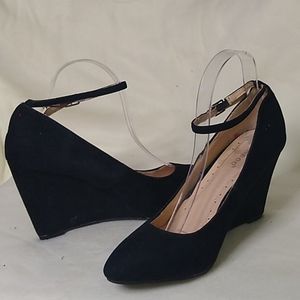 Bamboo "Reya-02" Ankle Strap Wedge Heel